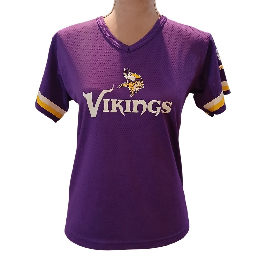 Franklin Small Minnesota Vikings Purple Mesh V-Neck Jersey T-Shirt Womens